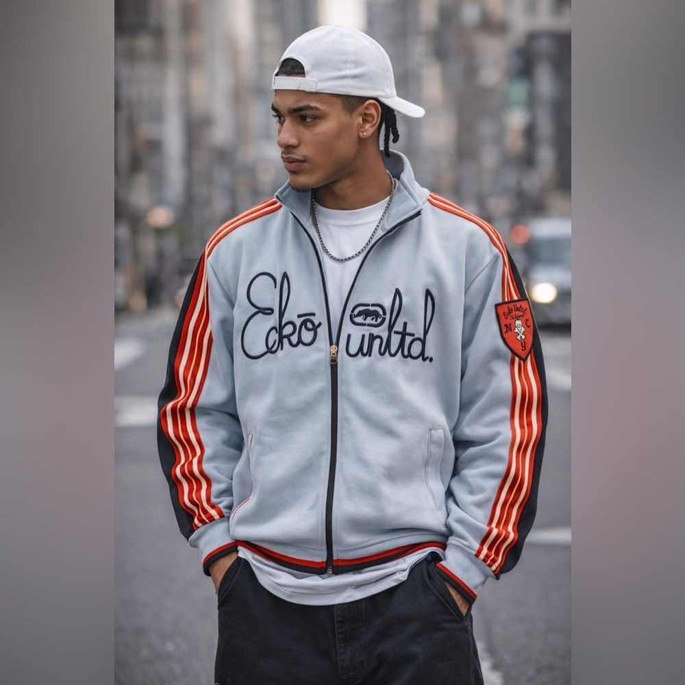 Ecko Unltd. RARE Vintage Full-Zip Orange/Blue Track Jacket – Men’s Sz S